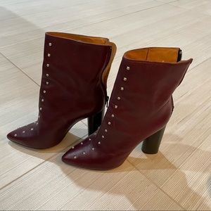 IRO burgundy leather heeled boots